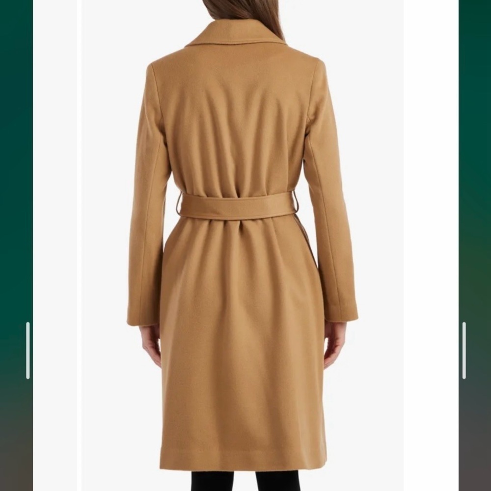 Sofia Cashmere Belted Notch Collar Wool Coat in Camel Size 4 - Picture 2 of 8